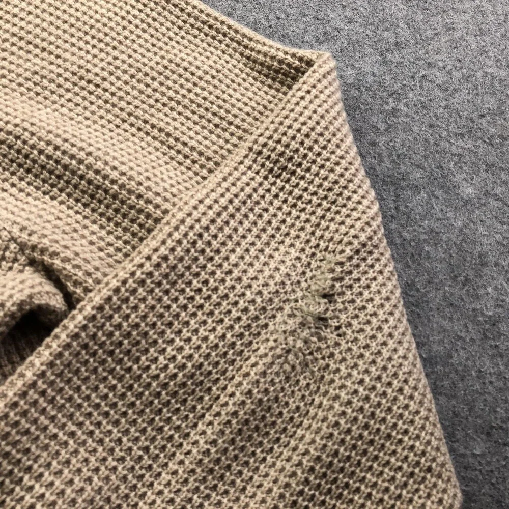 L.L. Bean Sweater Mens XL Beige 1/4 Zip Mock Neck Cashmere Waffle Knit Pullover